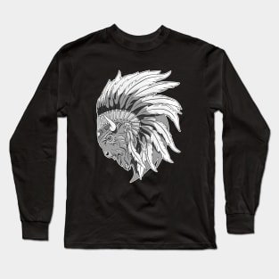 Buffalo head with indian headdress Long Sleeve T-Shirt